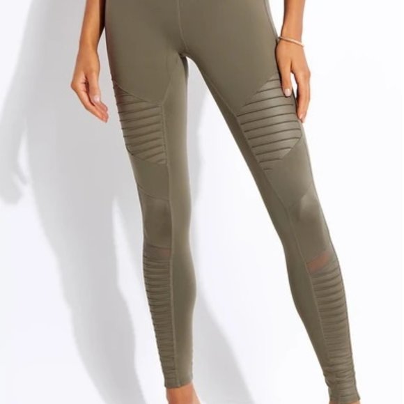 ALO Yoga Pants - NWOT Alo Yoga Moto Leggings in Olive Branch Sz M